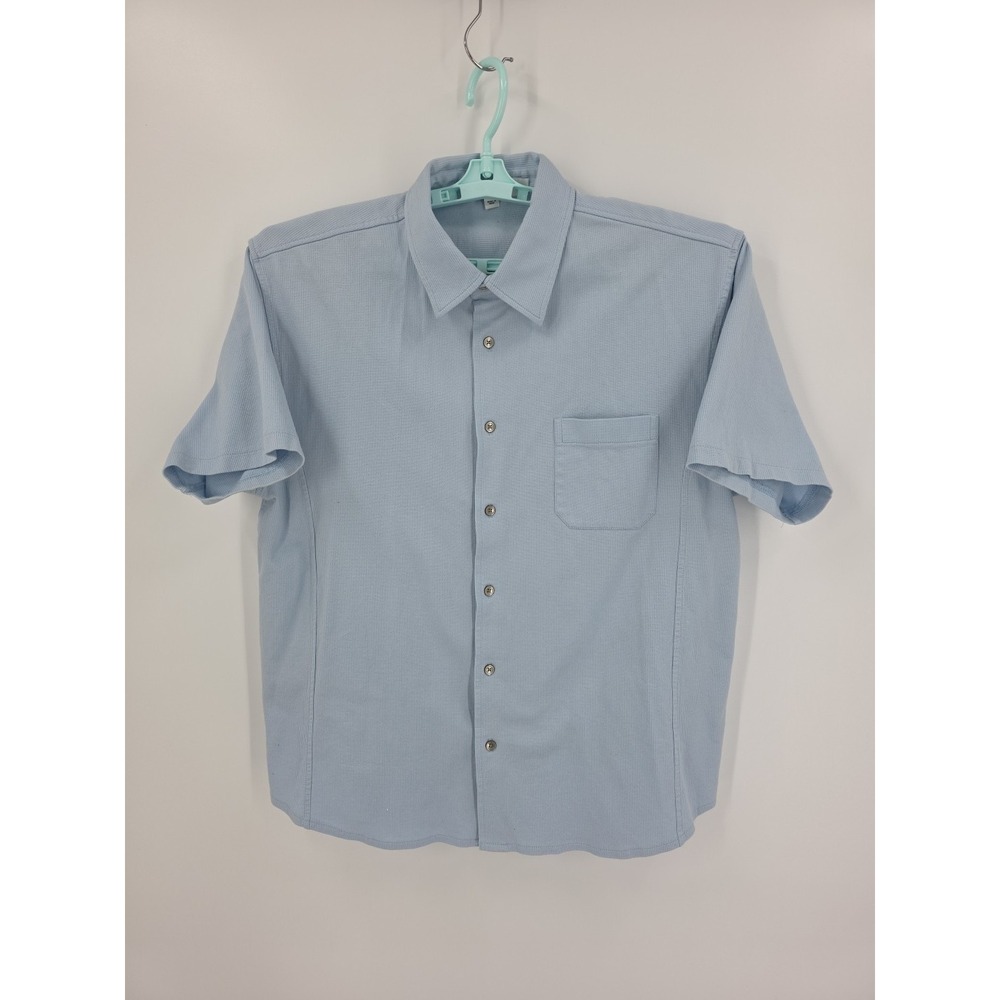 Calvin Klein Light Blue Button Up Men's Short Sleeve Medium Weight Shirt Size XL